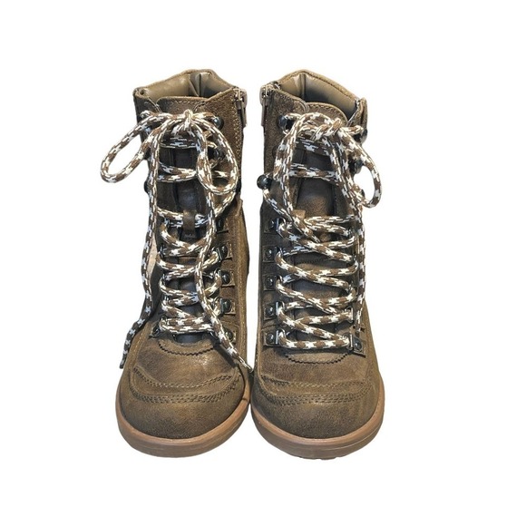 Carlos By Carlos Santana Ardent Combat Lace Up Lug Sole Heel Booties Size 8.5 - Picture 3 of 5